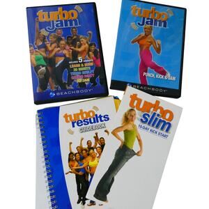 Turbo Jam Bundle Beachbody DVD's Guide book Weight loose Active at home‎ workout